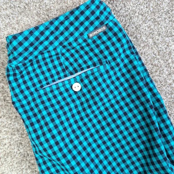 Bonobos Mens Swim‎ Trunks Shorts Blue Black Gingham Plaid 7