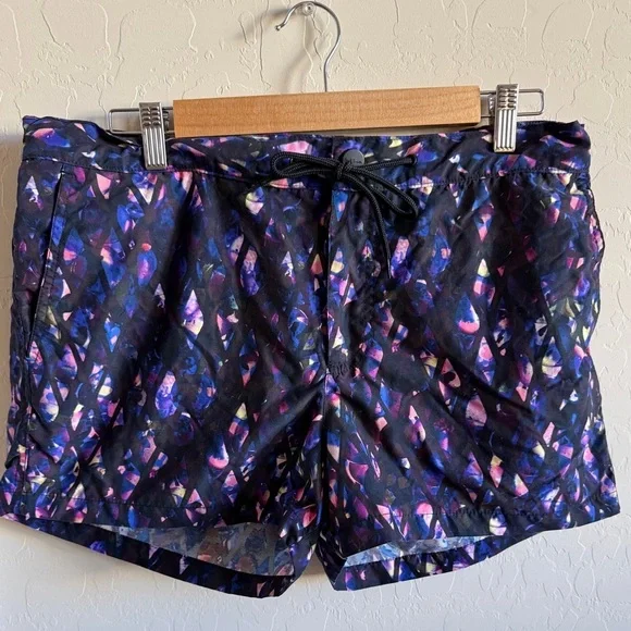 Paul Smith Men’s Swim Short Black Purple Pink Patterned Swim Trunks Short