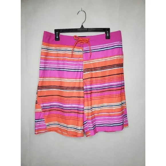 Under Armour Men's Striped Loose Fit Heat Gear Boardshorts Swim Surf Bold Orange