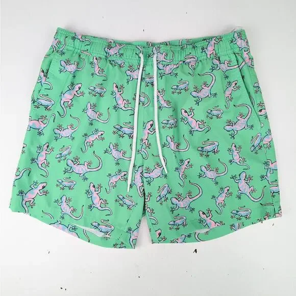 Me Undies Men's Large Green Chameleon Lizard Print Swim Shorts