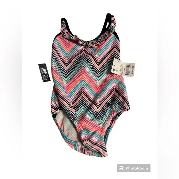 Oshkosh 12‎ Month Zigzag Print Swimsuit All In One With Ruffle Top