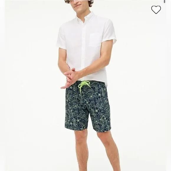 J. Crew Factory Men’s Pineapple Blue Hawaiian Print Flex Swimwear 9” Board Short