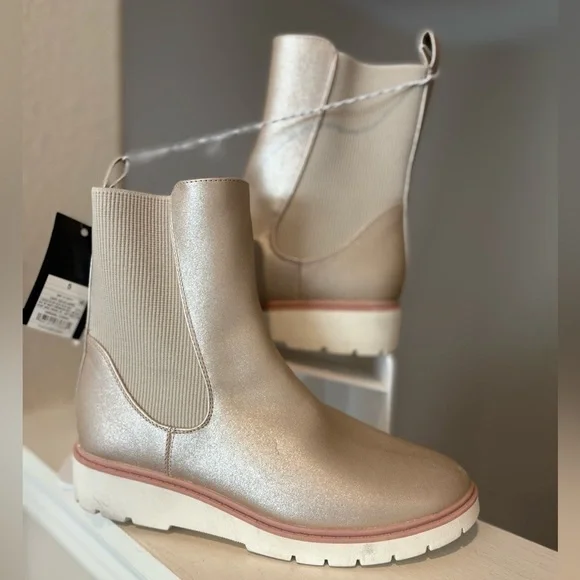 Art Class Kids Girls Laurel Side Zip Wedge Chelsea Boots Gold Youth Size 5Y