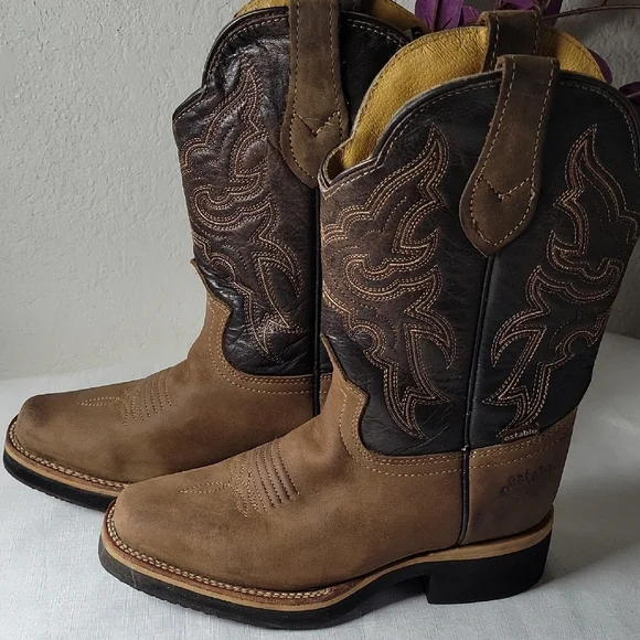 Establo Toddler  Brown Embroidered  Western Cowboy Boots Size 4