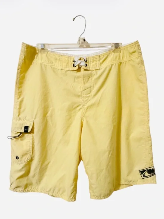 O’Neill VTG Pale Yellow Men's Boardshorts with Velcro White Drawstring Shorts⭐️