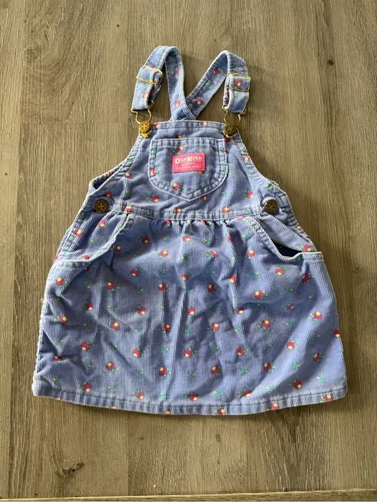Vintage OshKosh B'gosh Floral Corduroy Overall Dress