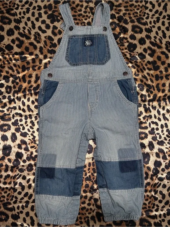 Oshkosh B’Gosh Vestbak Striped Denim Color Blocked Overalls