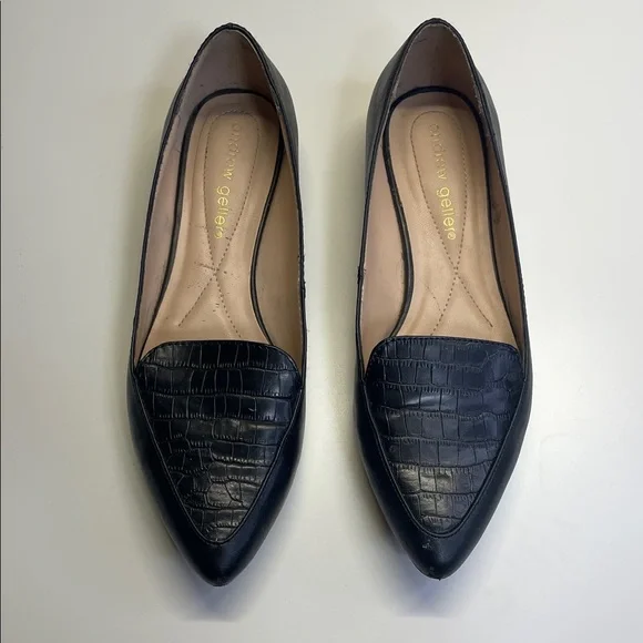 Andrew‎ Geller Black Croc-Patterned Loafers