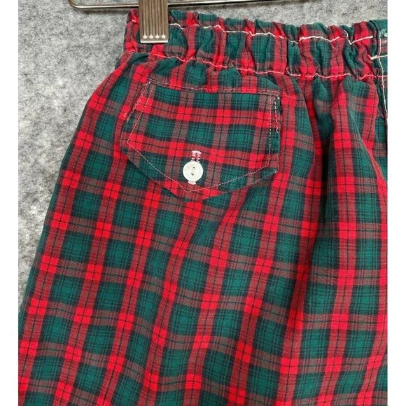 Vintage 50s 60s Campus Swim Shorts Mens S Red Green Plaid Trunks Beach Lined