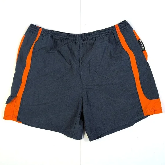 Vintage Champion Swim Trunks Mens XXL Blue Orange 90s Sailing Shorts USA Made