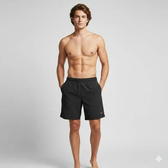 Speedo Tech Volley Mens Swim Shorts‎ Black Medium UPF Protection Water Resistant