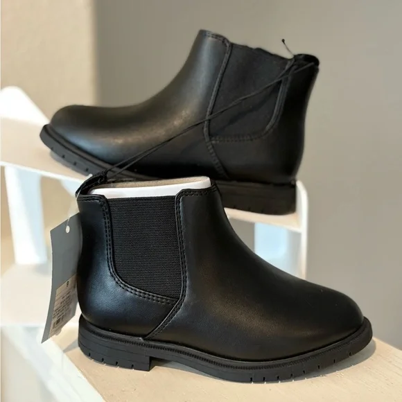 Cat & Jack Toddler Tanner Chelsea Ankle Boots Black Zipper Closure Sz 9 NEW