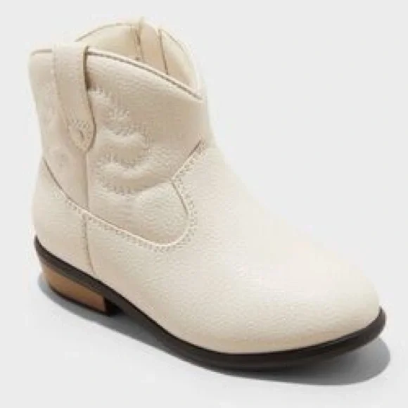 Kids Cream Ankle Zip Western Boots