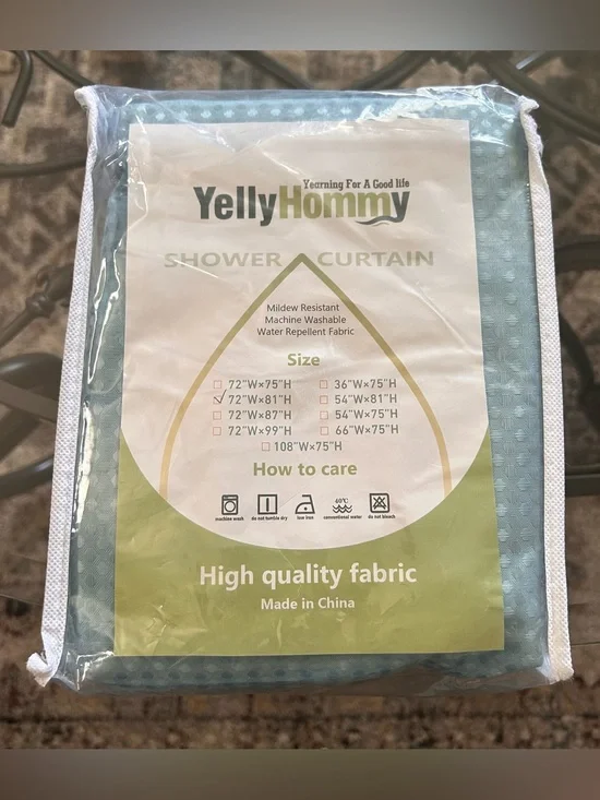 YellyHommy Hookless Light Teal Shower Curtain