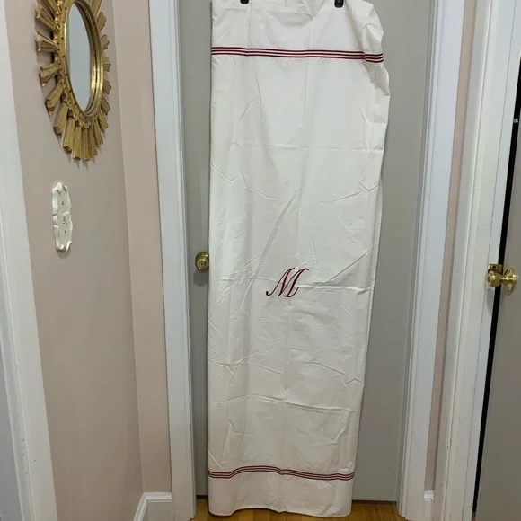Ballard Design Monogram shower curtain with Red border