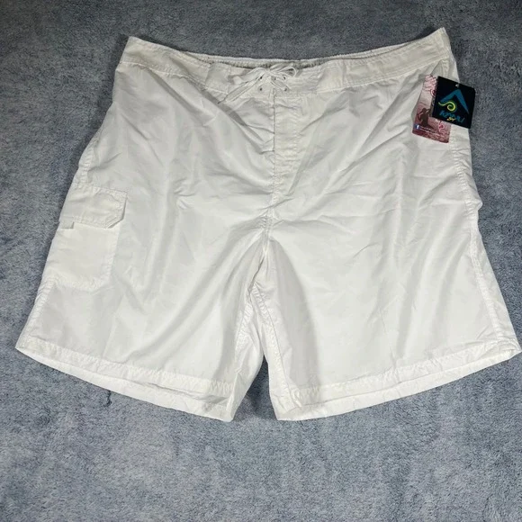 Kanu Surf Mens Marina Board‎ Shorts NEW White 3X Plus Size Swim Trunks UPF 50+