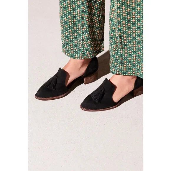 Free People x Jeffrey Campbell Charles Slip-On Tassel Loafers Suede Size 10