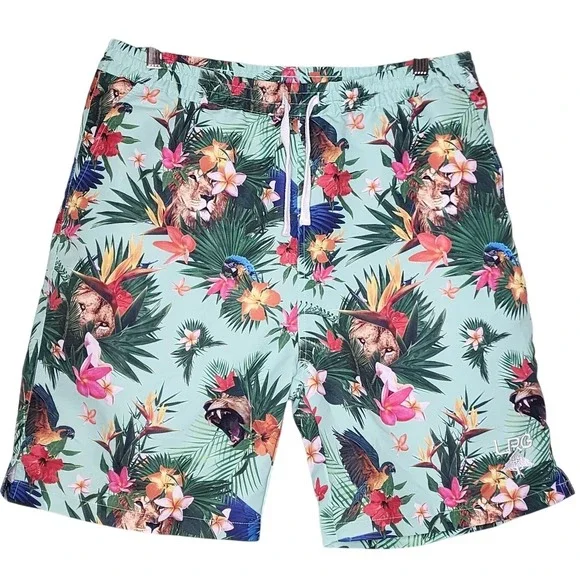Lifted Research Group Board Shorts Tropical Beach Swim Drawstring Pull On L