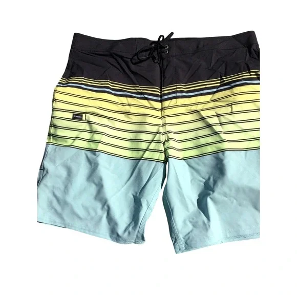O'Neill Boardshorts Men's Swim Trunks Stripe Print‎ Black Green Blue size 30