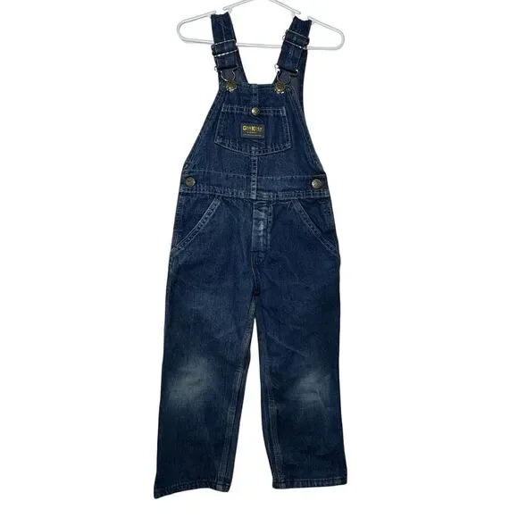 Vintage 80s 90s OshKosh B’gosh Overalls Kids Size 4 USA Union Made USA Denim