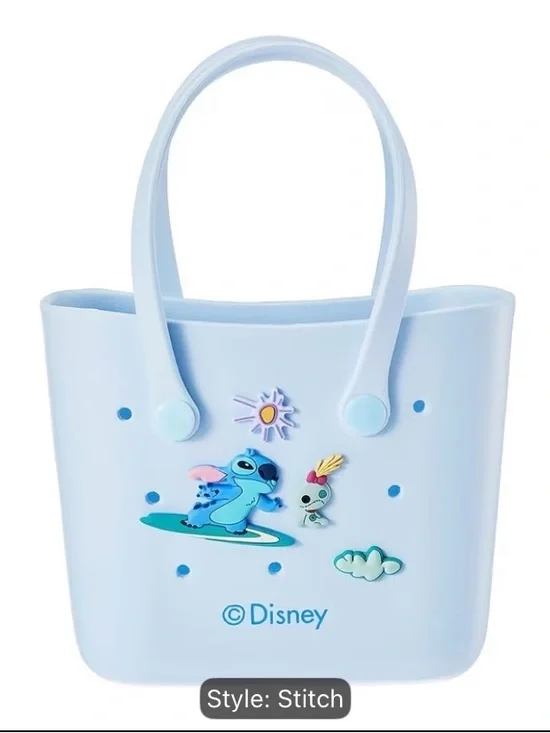Disney Light Blue Stitch Kids Tote Bag with Surfing Patch