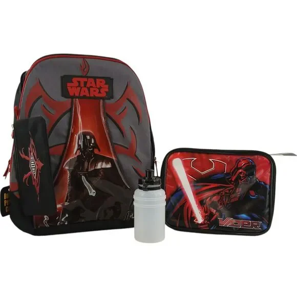 Star Wars Darth Vader Backpack Set Lunch Bag Pencil Case Water Bottle Kids