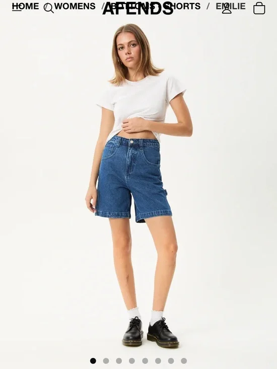 Afends Mid Blue High-Rise Denim Shorts