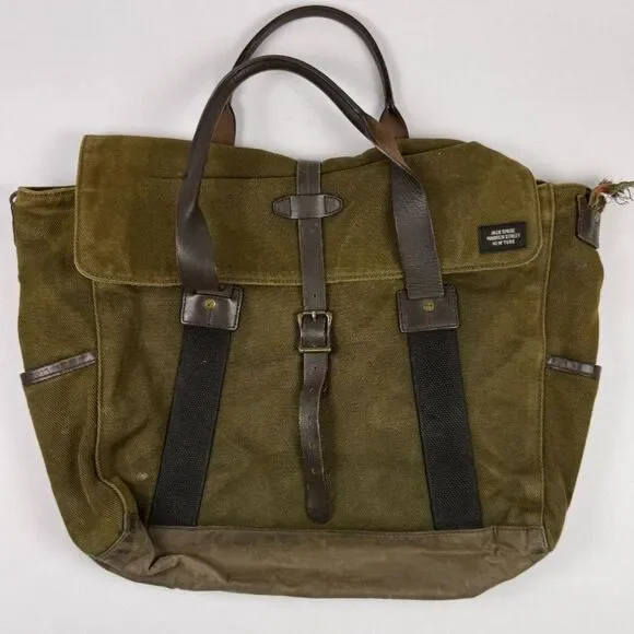 JACK SPADE Green Canvas Leather Weekend Laptop Work Bag Mens Unisex