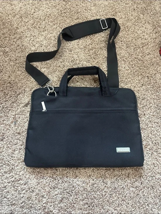 NWOT Black Laptop Messenger Bag with Shoulder Strap