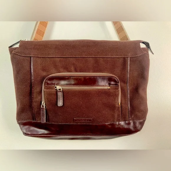Leather Trim Laptop Bag by Hidesign