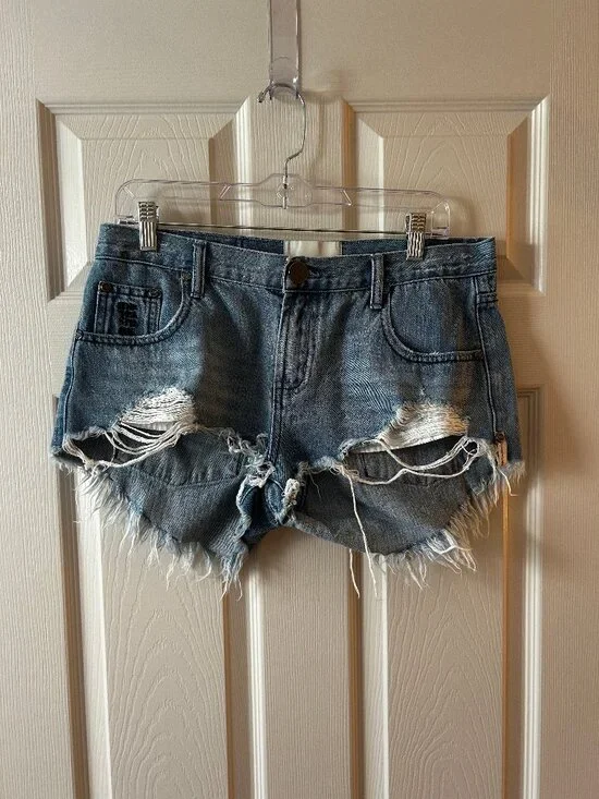 One Teaspoon Distressed Denim Cutoff Shorts - size 29