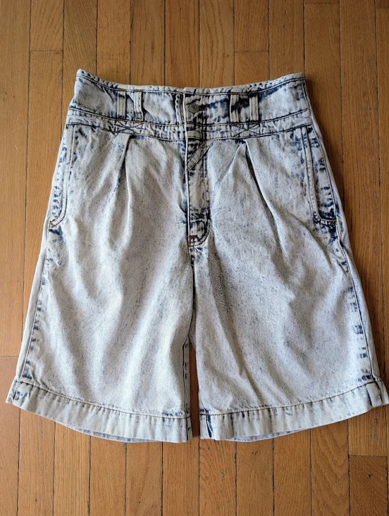 Jordache Vintage 80s Acid Wash Denim Pleated Shorts High Rise Jorts 31