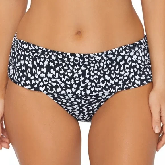 Island Escape Women Animal Kingdom Tahiti Bikini Bottoms Size 16 Black