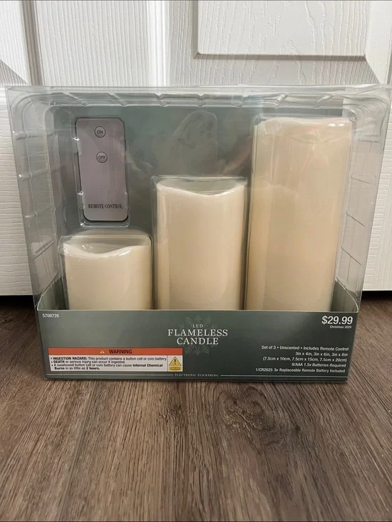 Source Unknown Cream Flameless LED Candle Set with Remote