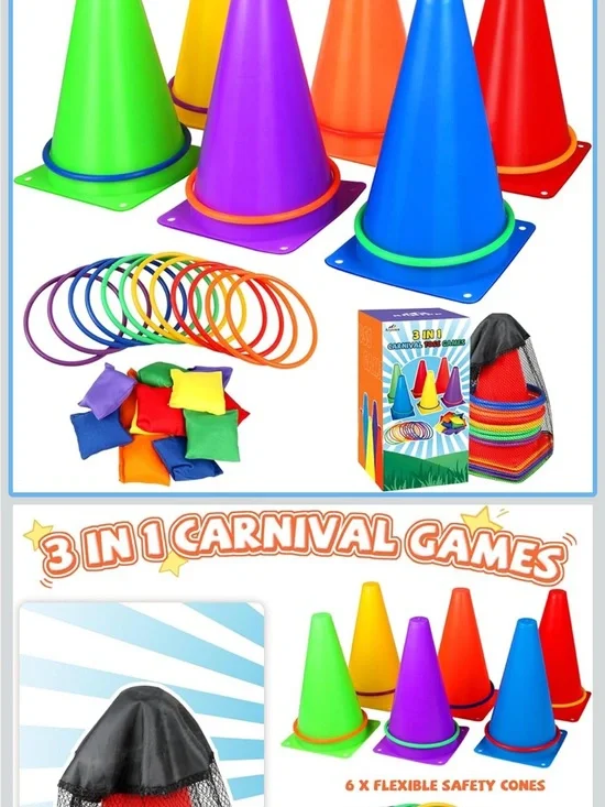3-in-1 Carnival Games Cone Set - Multicolor