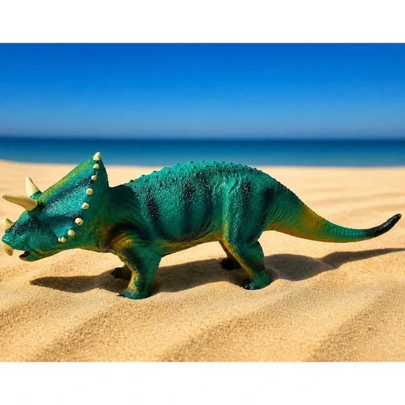 Used Soft Touch Triceratops Dinosaur Figure Teal Orange 22 Inch Squishy Toy