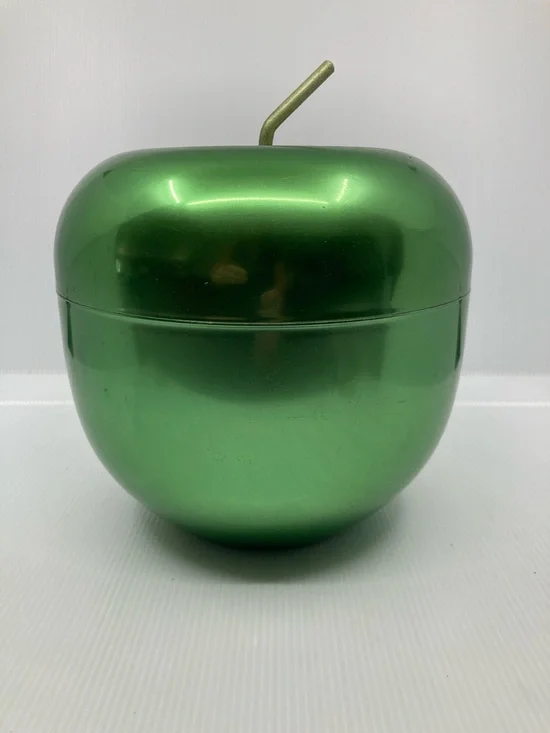 VINTAGE MCM GREEN ANODIZED APPLE ICE BUCKET COOKIE JAR