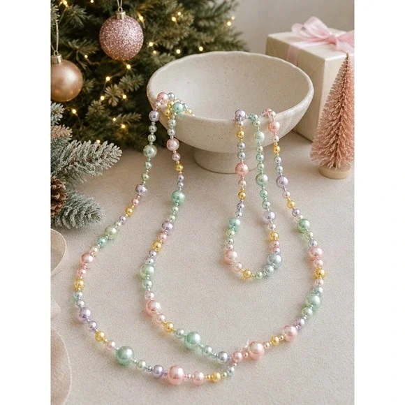 Pastel Faux Pearl Christmas Garland 68