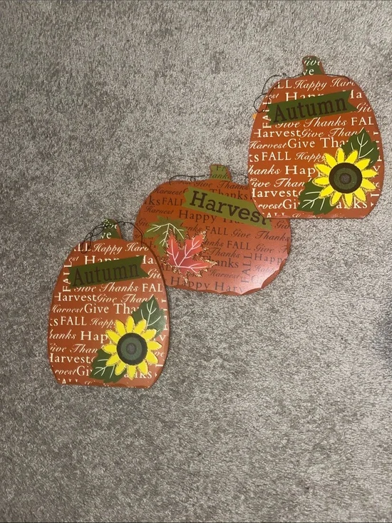 SET- Autumn Harvest Pumpkin Wall Decor - Brown and Green