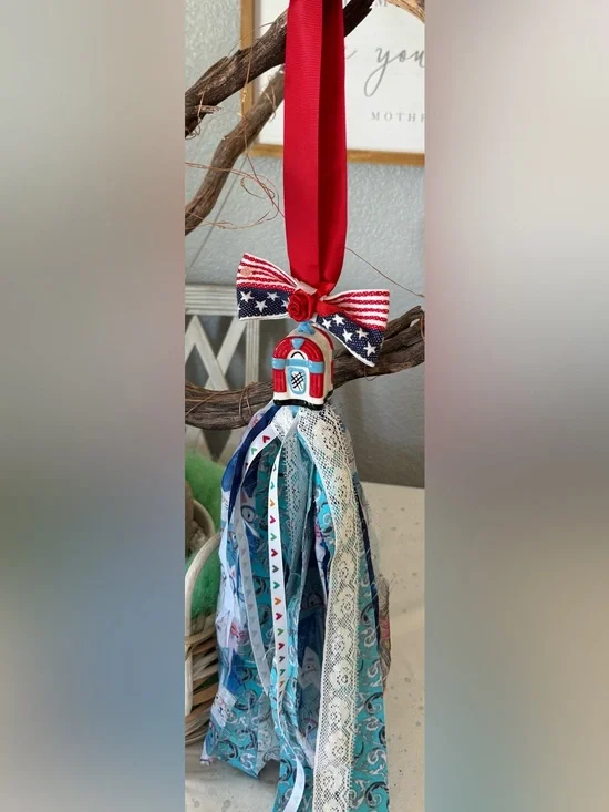 Patriotic Red and Blue Tassel Garland Ornament