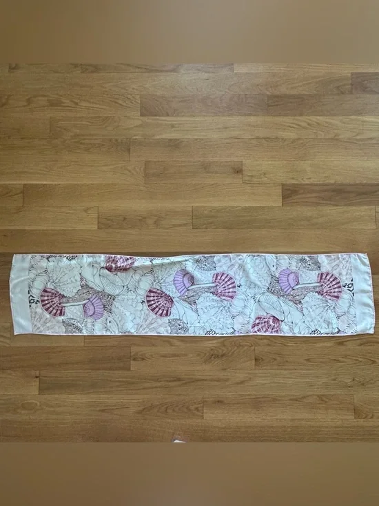 Vintage Smithsonian Institution 100% Silk Sea Shell Scarf Made in Japan