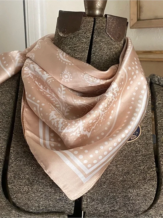 Silky feel square nude blush bandana boho fashion purse scarf coastal streetwear