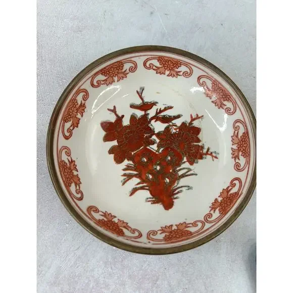 vintage japanese porcelain and brass plate‎ Wall hanging