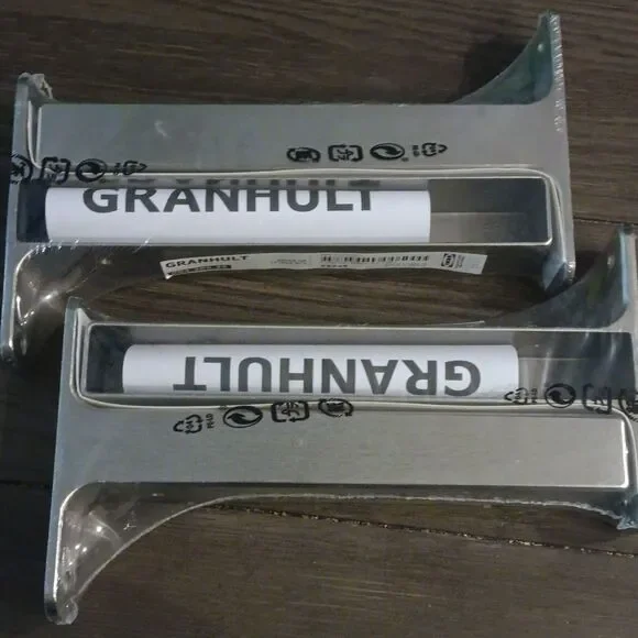 SET of 2 - Ikea GRANHULT Shelf Brackets, Brushed Nickel  7 ¾