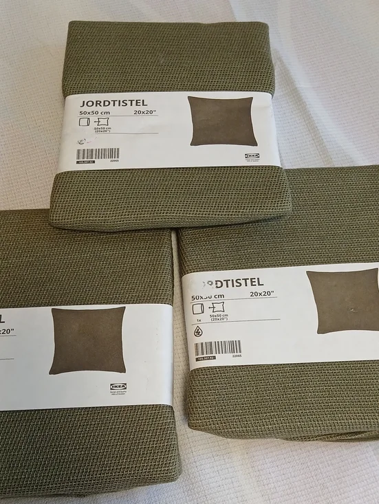 IKEA JORDTISTEL Olive Green Cushion Covers (Set of 3) 20×20
