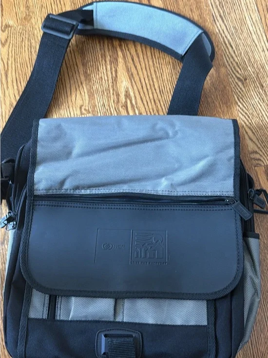 Gray and Black laptop bag