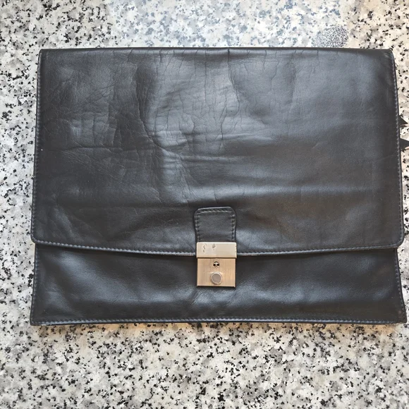 ​Vintage Professional Black Leather Document Clutch | Portfolio Case
