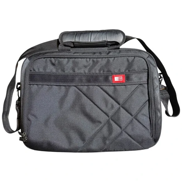 Case Logic Laptop Bag Shoulder Messenger Work School Travel‎ Black Red Trim