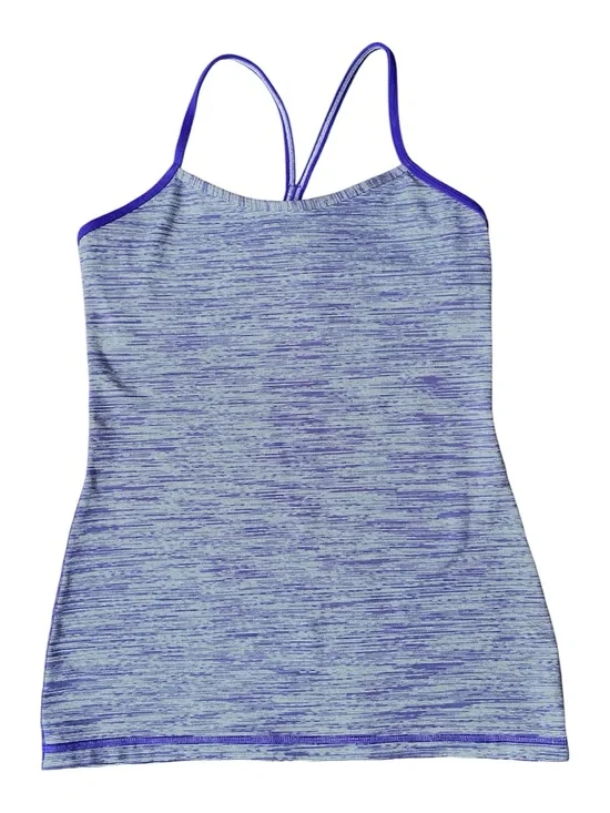 Lululemon Power Y Tank Top Purple Space Dye Heathered Built-In Shelf Bra Size 8