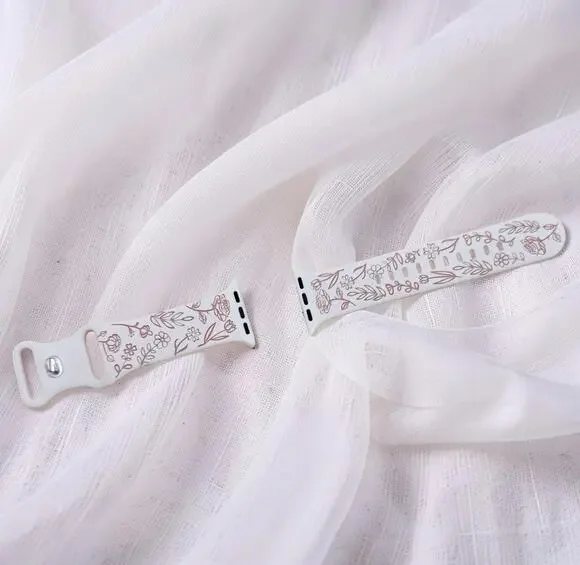 New Floral Design Apple Watch Bands 38mm 40mm 41mm in Pink White